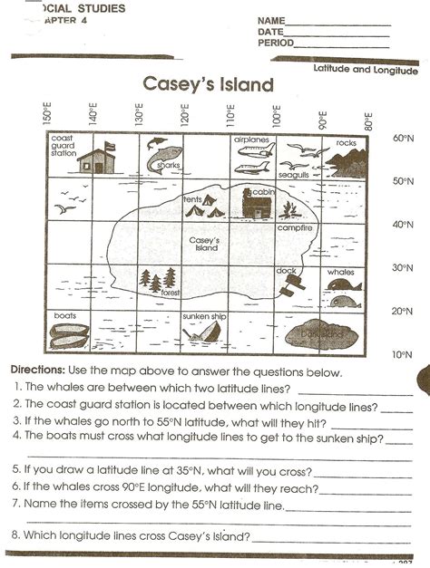 reading a map worksheet answers